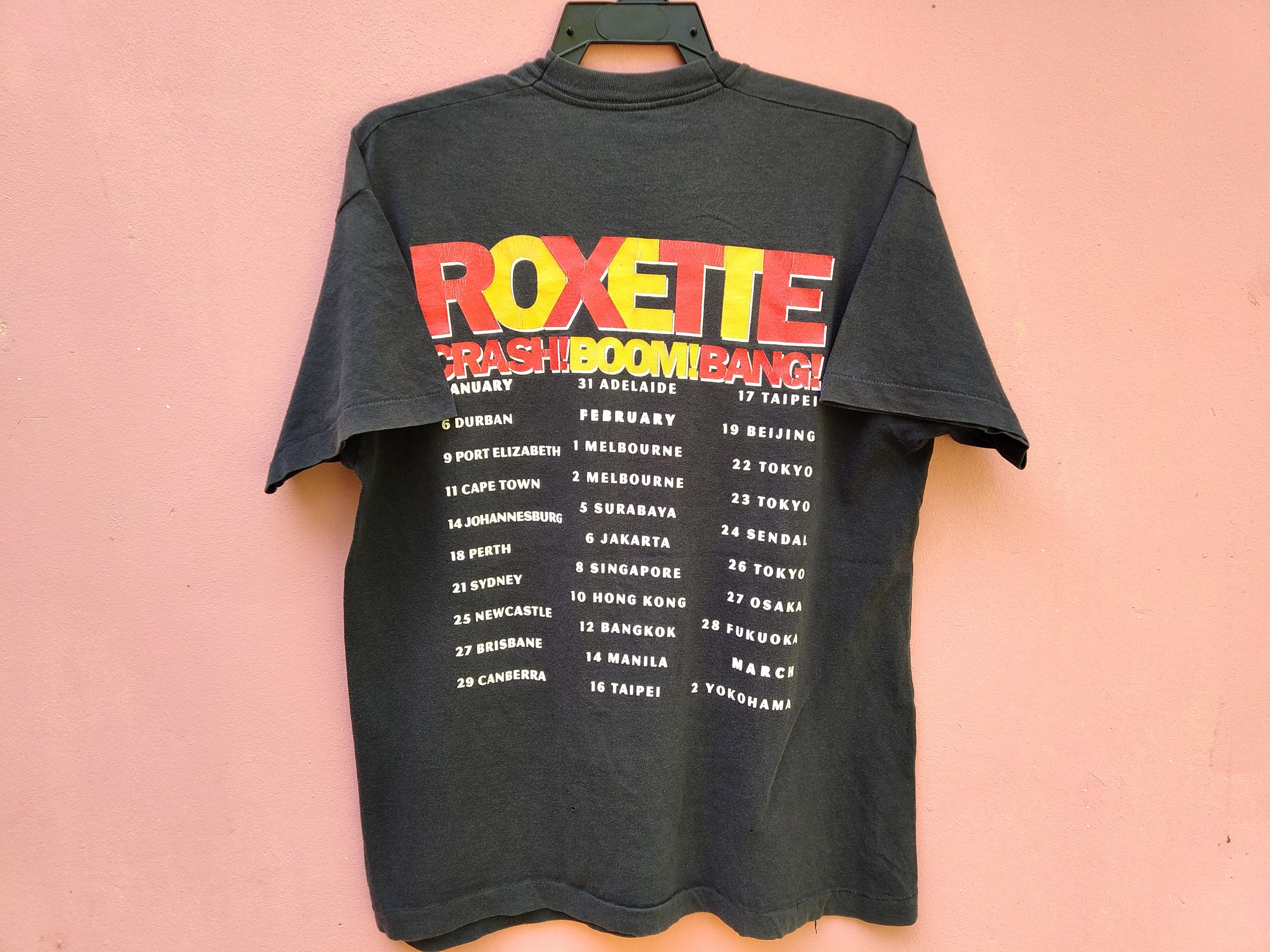Vintage 90's Roxette Swedish Pop Rock Duo Band Black Large T Shirt