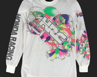 Vintage 90's Honda Racing Motorcross White Medium Jersey Honda Racing Championship Motorsport Motocross Racing Champion Jersey Size M