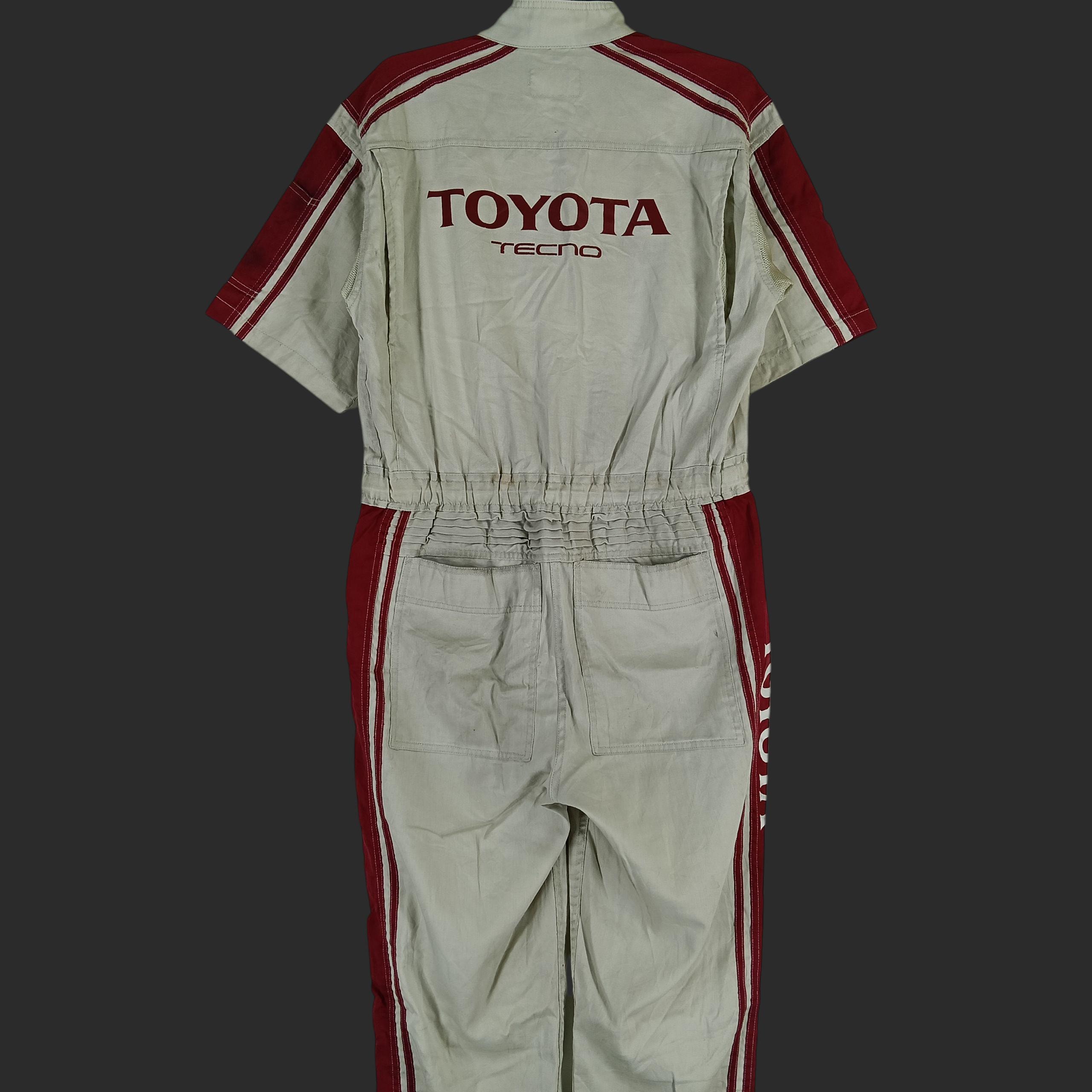 Vintage 90s Toyota Tecno Japan White Red Coveralls Large