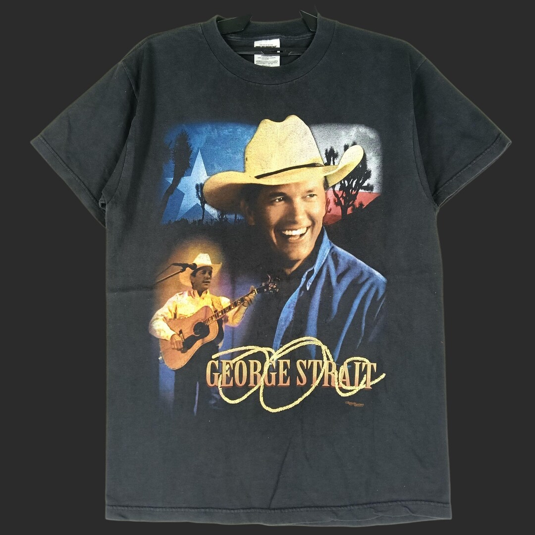 Vintage 90's George Straits American Country Singer Black Medium T ...