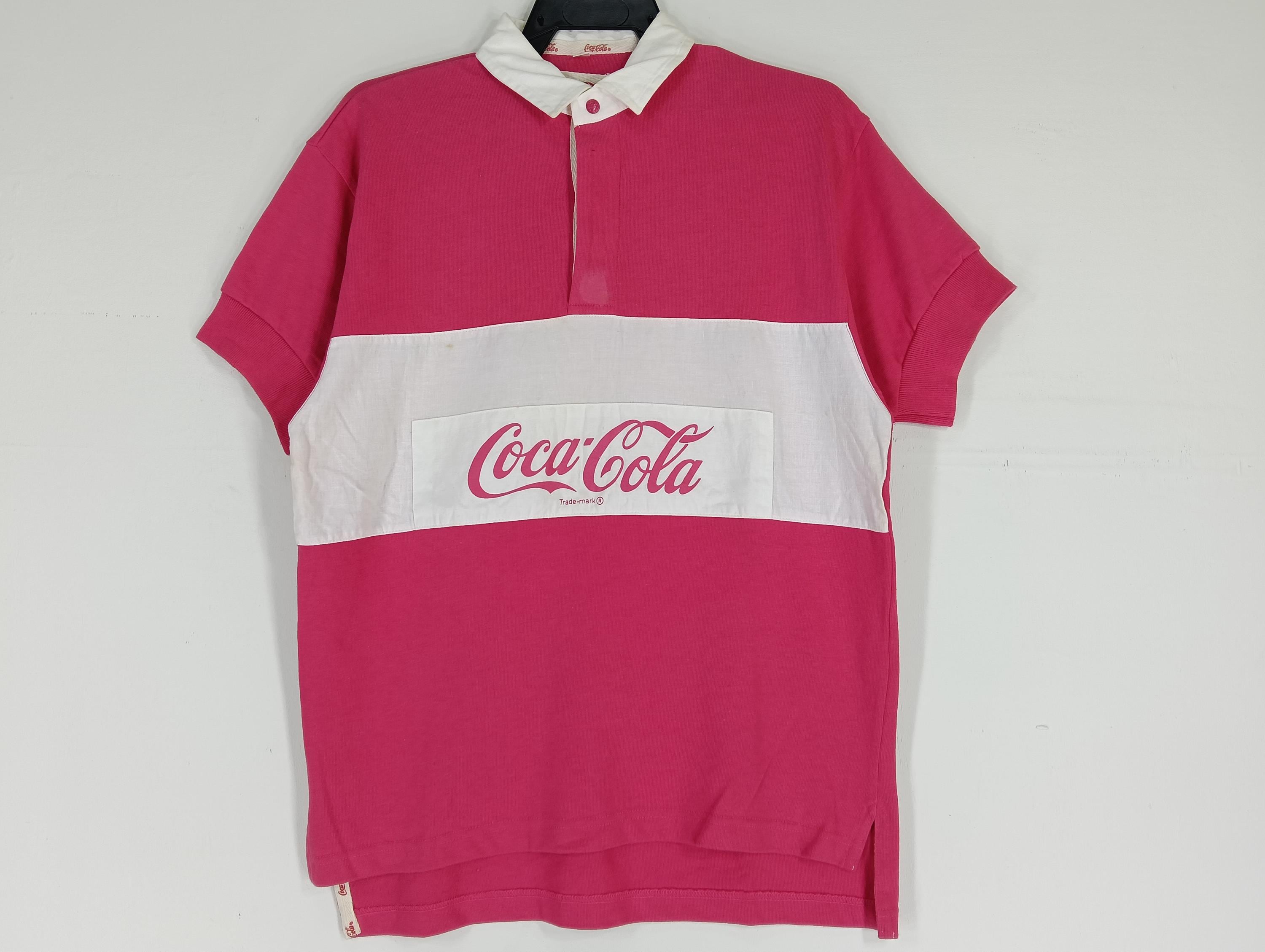 Vintage 1990 Coca Cola Rugby Red White Multicolor Shirt Medium