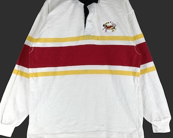 Vintage Barbarian Rugby T-shirt S Mens 90s Red White Striped Long