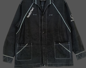 Vintage 90's Family Mart Black Large Uniform Jacket Family Mart Button Down Workwear Jacket Long Sleeves Size L
