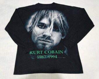 Vintage 90's Kurt Cobain Nirvana Vocalist Black Large T Shirt