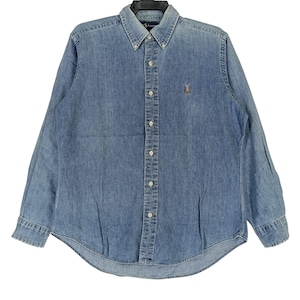 Vintage Polo Ralph Lauren Jeans Shirt Large 90s Polo Pony Blue Denim Oxfords Polo Ralph Lauren RL 67 Jeans Button Up Shirt Size L