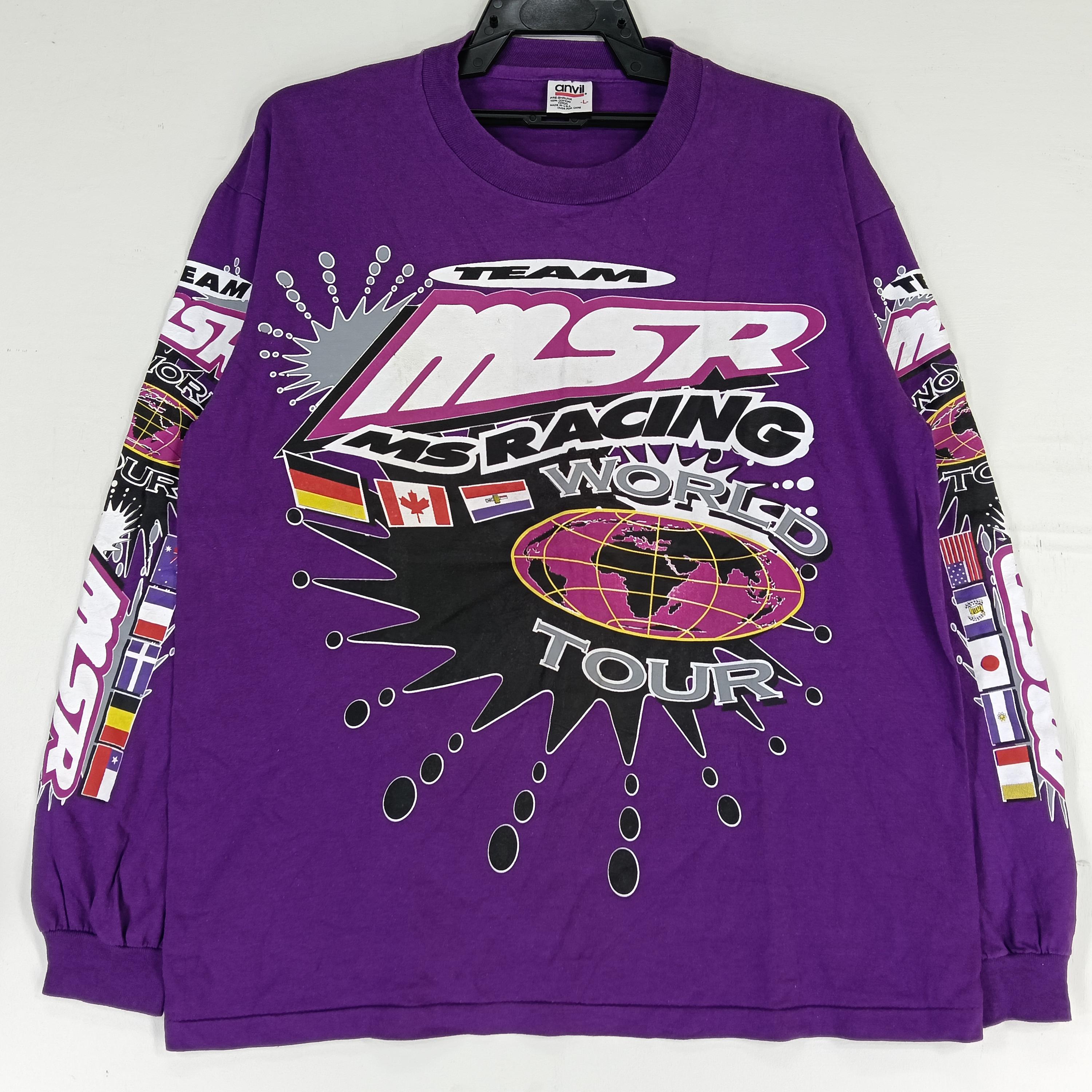 MR-867A シャツ　MS RACING モトクロスジャージ ヴィンテージ Vintage 90's Motorsport Ms Racing Purple MSR Tour Large T Shirt