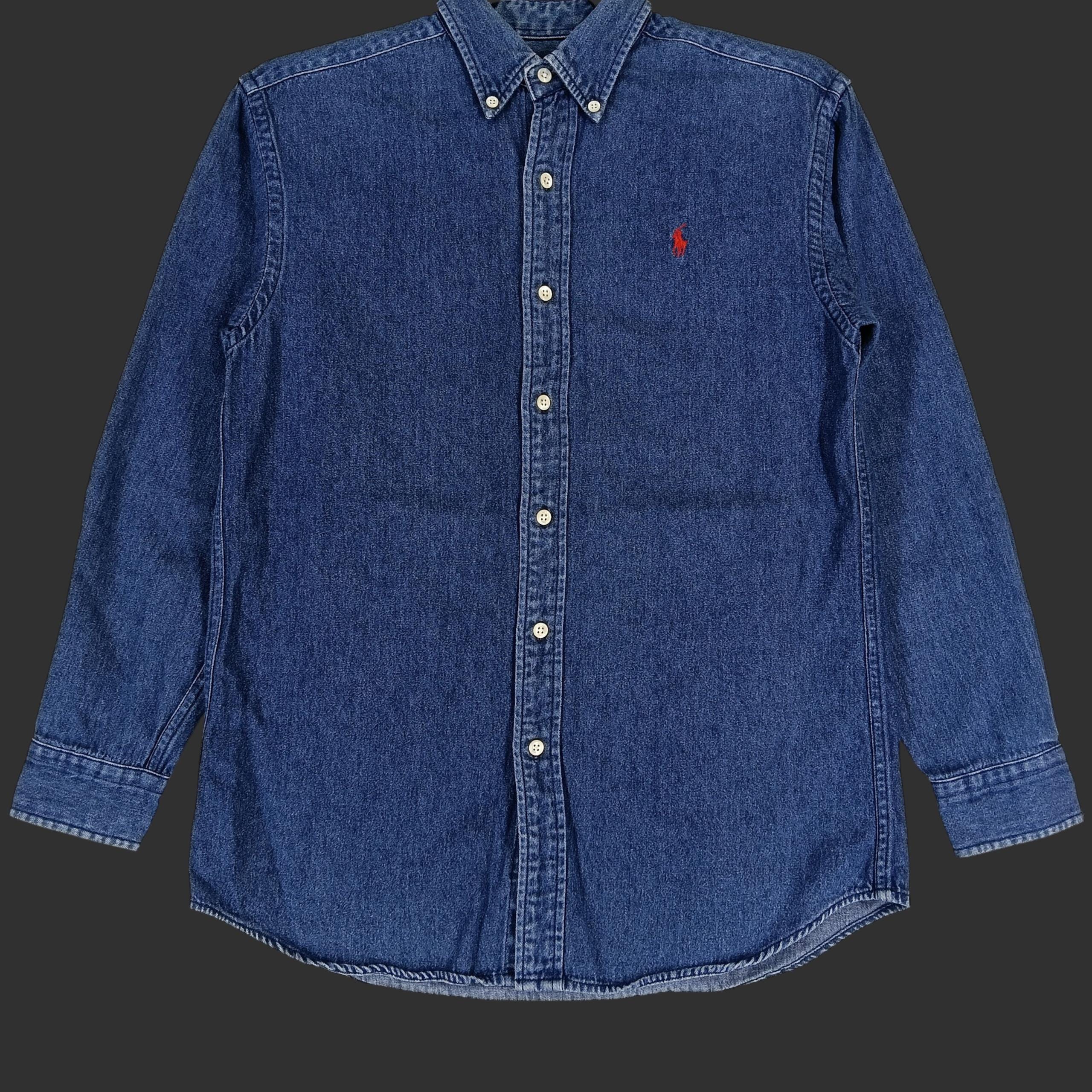 Vintage Polo Ralph Lauren Jeans Shirt Small 90s Polo Pony Blue