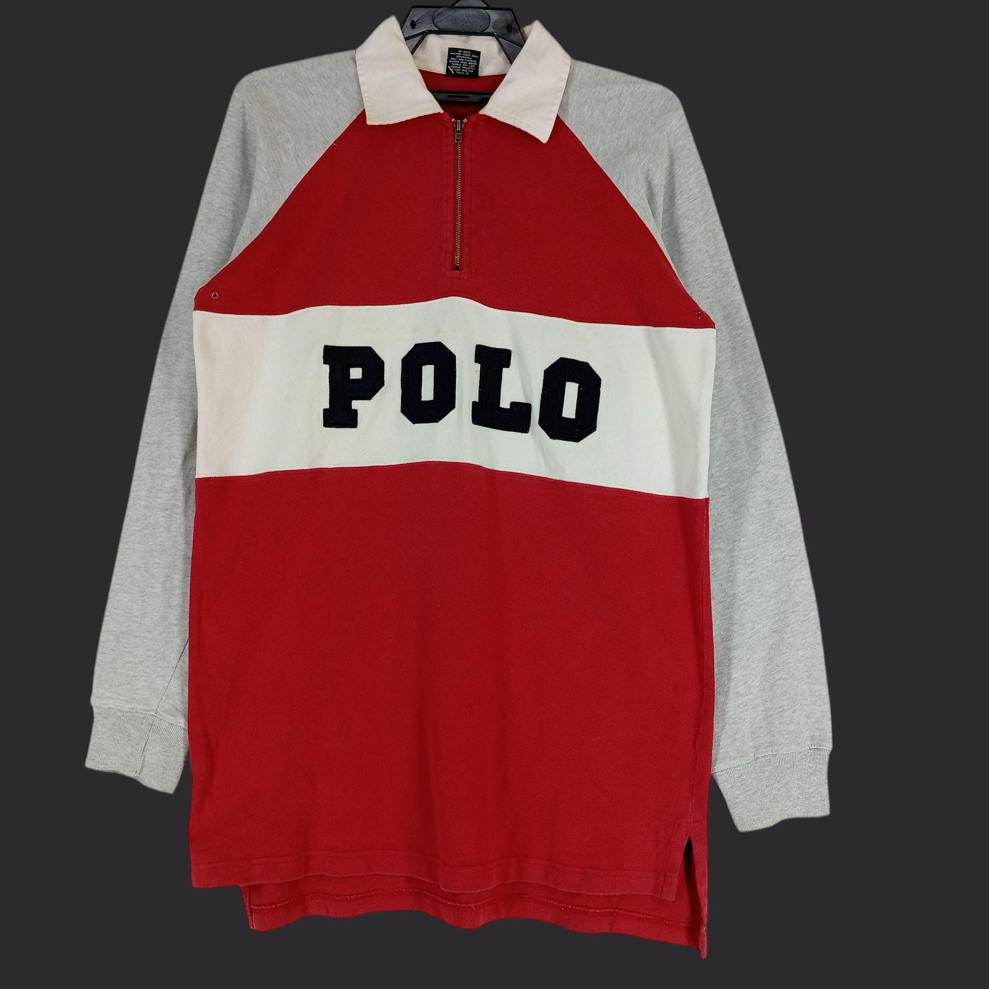 90s “POLO By Ralph Lauren” rugger shirt VINTAGE RALPH LAUREN NEW YORK BLUE GREEN STRIPED RUGBY POLO
