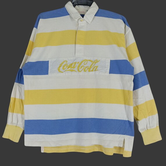 Vintage 90's Coca Cola Carbonate Drink Water Yellow Stripe Color