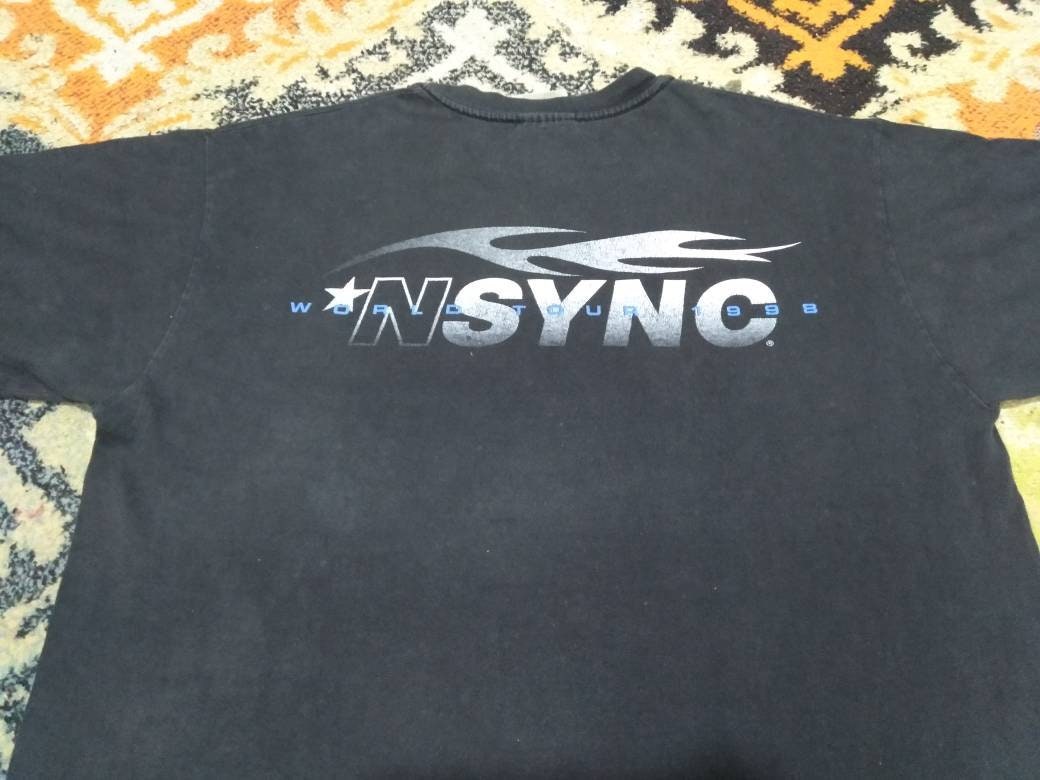 Vintage 90's Nsync American Boy Band Black Large T Shirt World