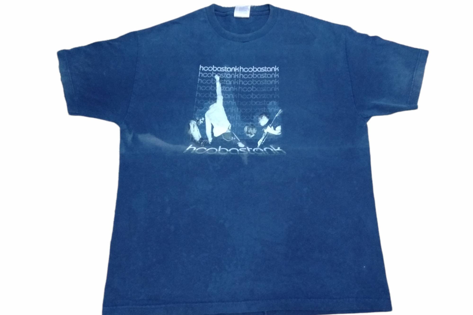Vintage Hoobastank American Rock Band Xlarge Blue Black T Shirt