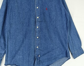 Vintage Polo Country Ralph Lauren Jeans Shirt Medium 90s Polo Pony