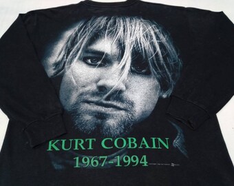 Vintage 90's Kurt Cobain Nirvana Vocalist Black Large T Shirt
