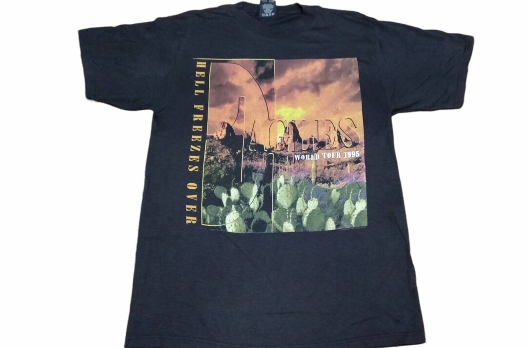 Vintage 90's Eagles American Rock Band Black Large T Shirt Hell