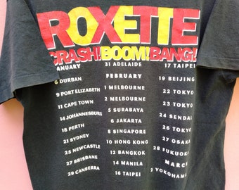 Vintage 90's Roxette Swedish Pop Rock Duo Band Black Large T Shirt