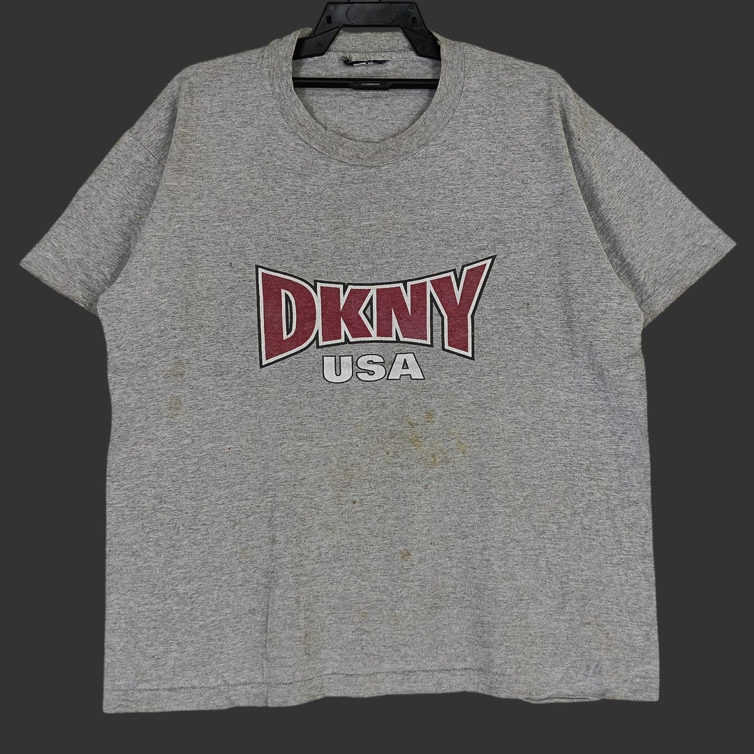 90s DKNY コットンニットカットソー 名作 初期 本人期 レア Vintage 90's Dkny Usa Grey T Shirt Large Dkny Sport Jeans Casual