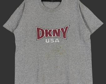 T-shirt Noir DKNY Jeans Donna Karan Vintage Années 90, Taille L, Manches Courtes