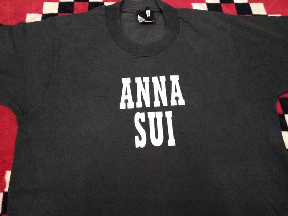 【貴重】ANNA SUI アナスイ 90s ビンテージ Tシャツ M Hanes Vintage 90's Anna Sui Spell Out T Shirt Women Perfume American