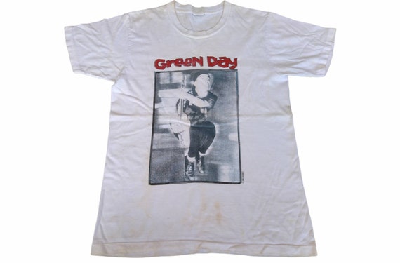 Vintage 90's Green Day Band Rock Punk White Small T Shirt Punk