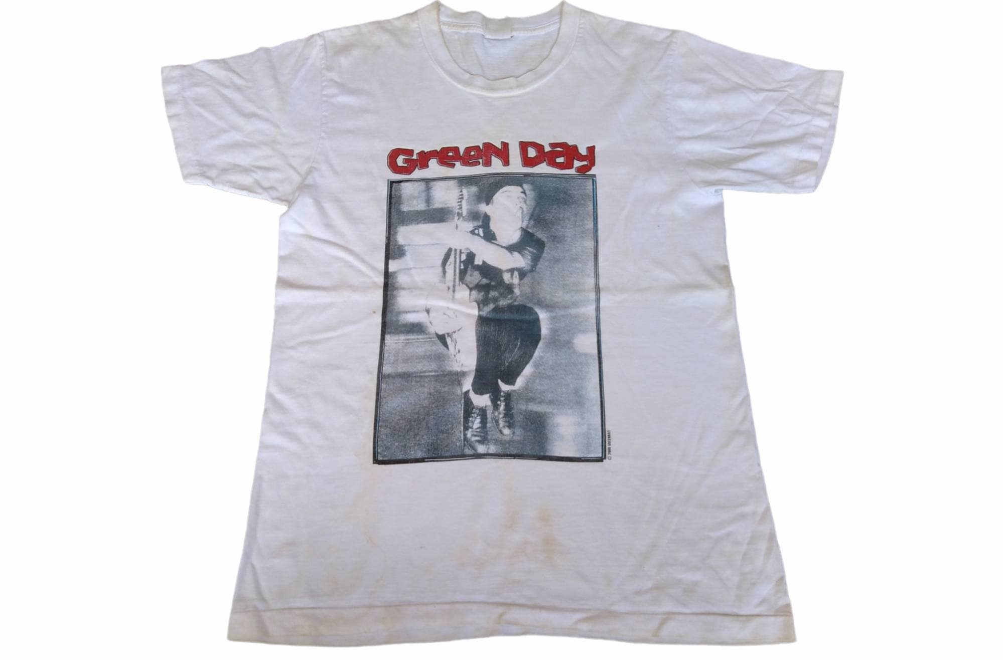 Vintage 90's Green Day Band Rock Punk White Small T Shirt Punk