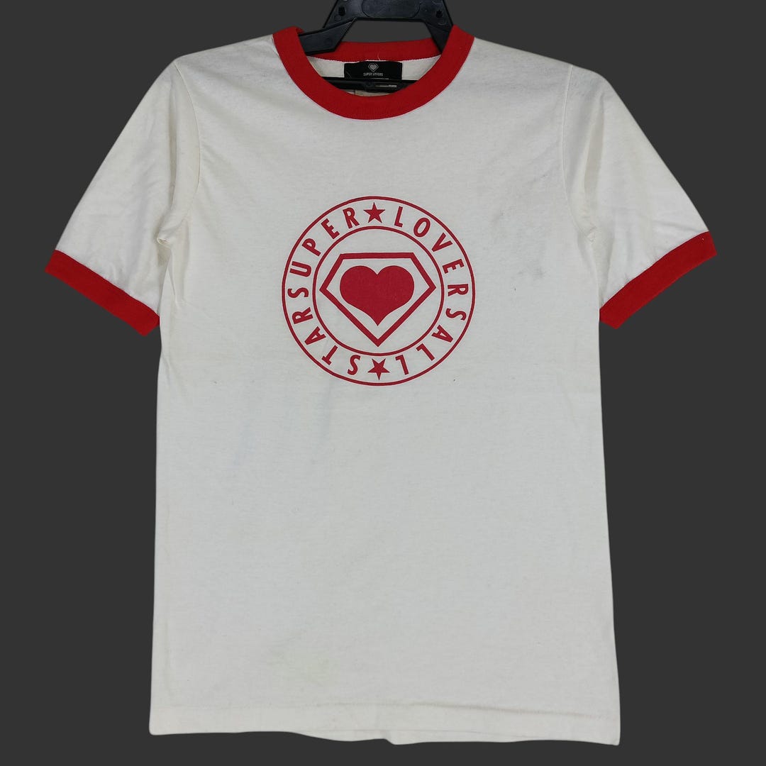 Vintage Super Lover Tokyo White Ringer Red Small T Shirt