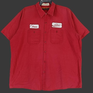 Vintage 90&#39;s Coca Cola Uniform Worker Red Shirt XXLarge Coca Cola Store Button Down Shirt Coca Cola Drinks Casual Wear Work Shirt Size XXL