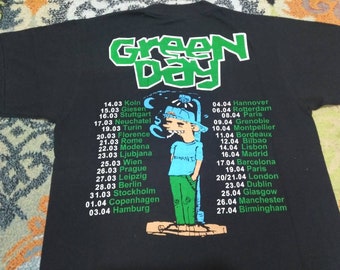 Vintage Greenday Band Rock Punk Black Large Dookie Tour T Shirt