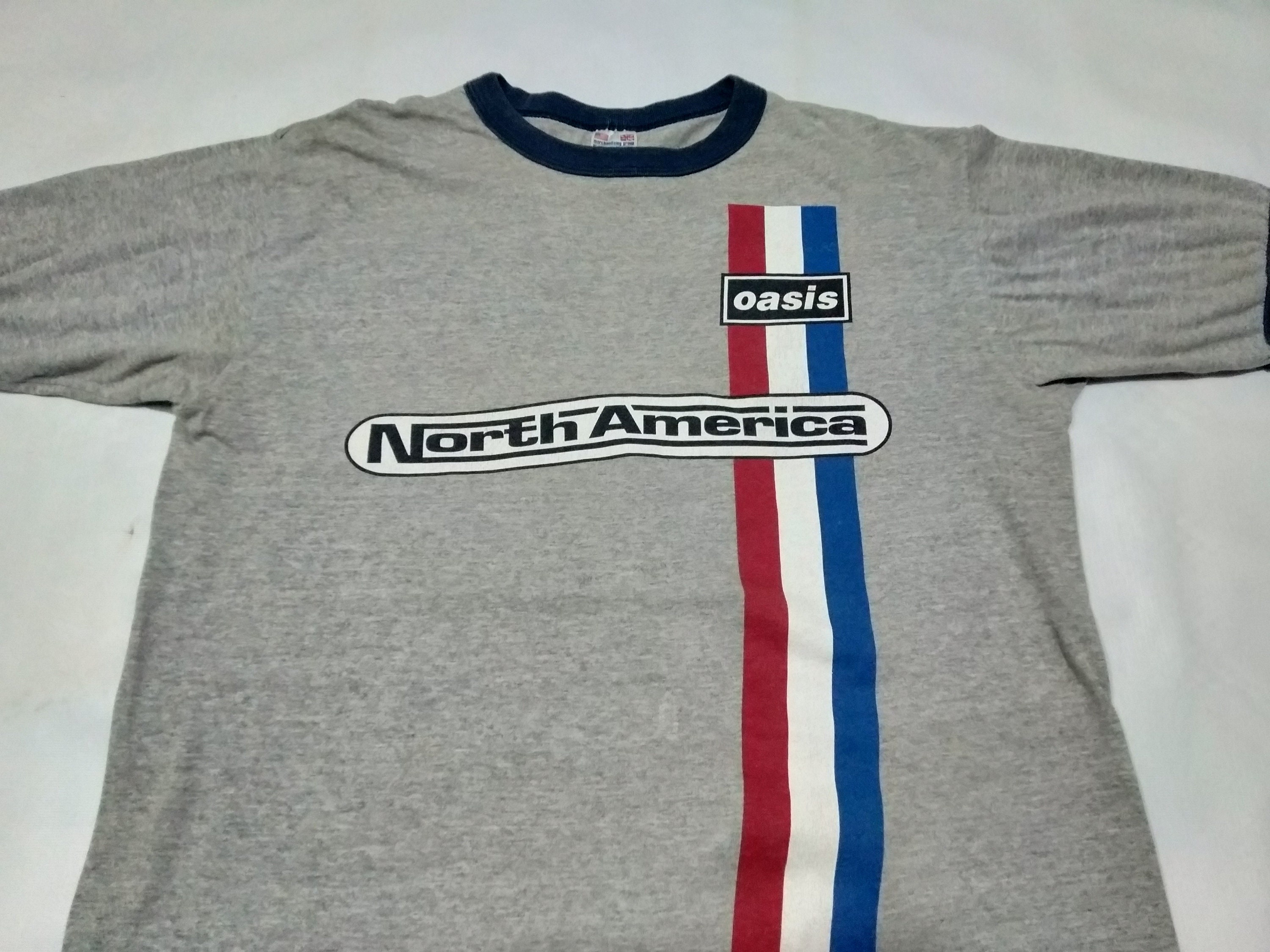 Vintage Oasis Band North America Tour Gray Ringer T Shirt