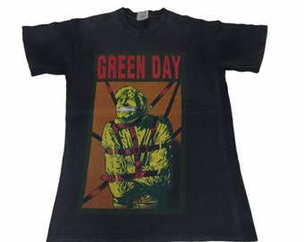 Vintage 90er Grün Tag Band Rock Punk Schwarz Medium Tour T Shirt Punk Rock Alternative Rock Musik Shirts Konzert Tees Größe M