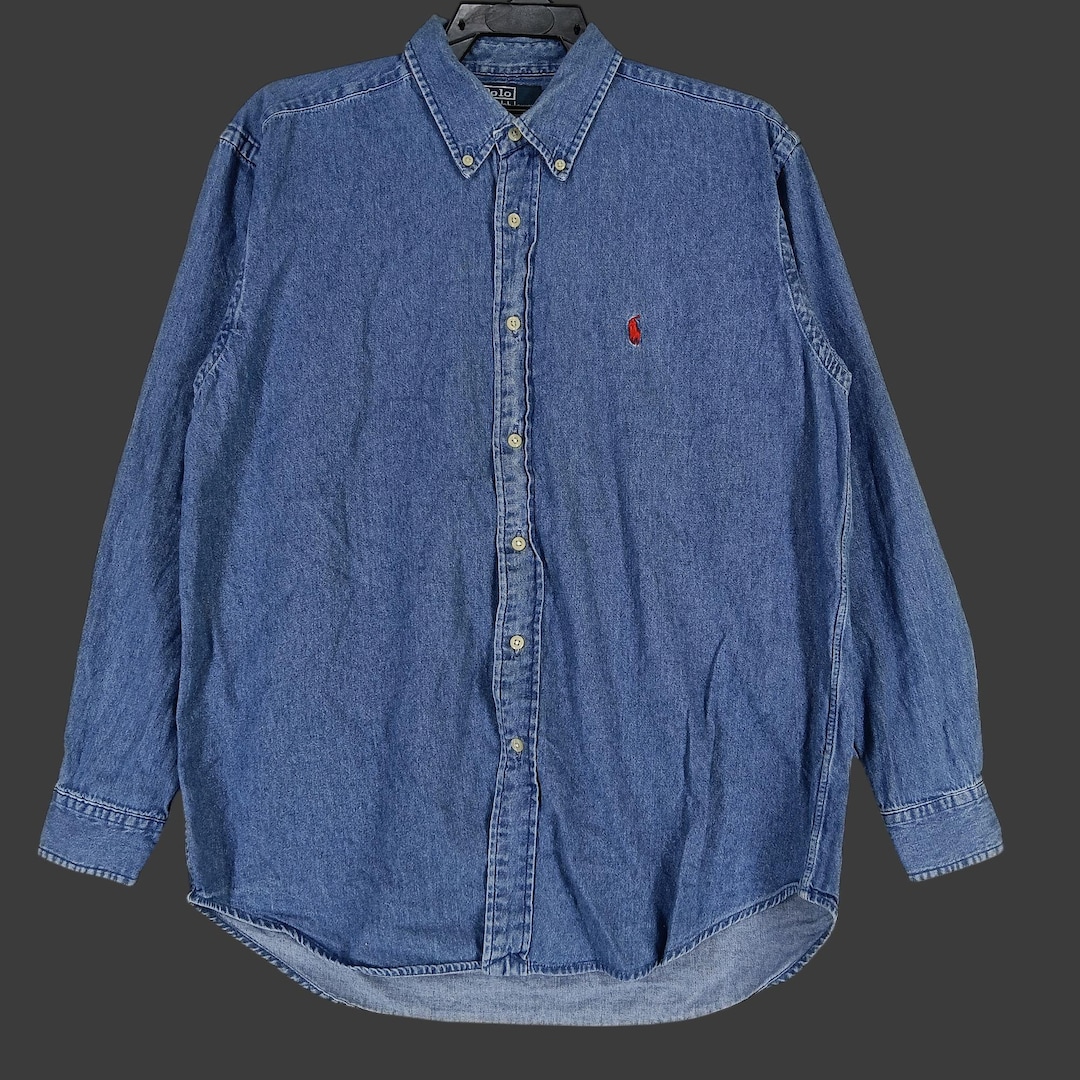 Vintage 90s Polo Ralph Lauren Blue Jeans Shirt Large Ralph Lauren