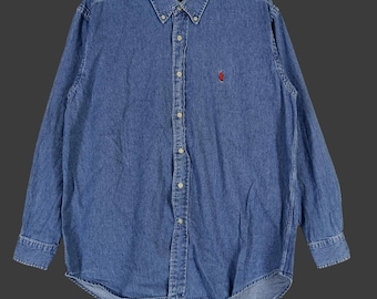 Vintage 90s Polo Ralph Lauren Blue Jeans Shirt Large Ralph Lauren