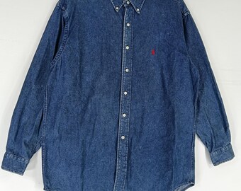 Vintage Polo Country Ralph Lauren Jeans Shirt Large 90s Polo Pony