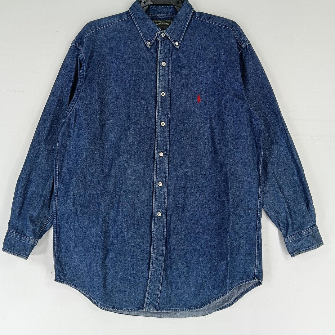Vintage Polo Country Ralph Lauren Jeans Shirt Large 90s Polo Pony