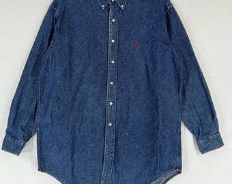 トップス 90s POLO COUNTRY denim shirt S vintage Vintage Polo Country Ralph Lauren Jeans Shirt Xlarge 90s Polo Pony