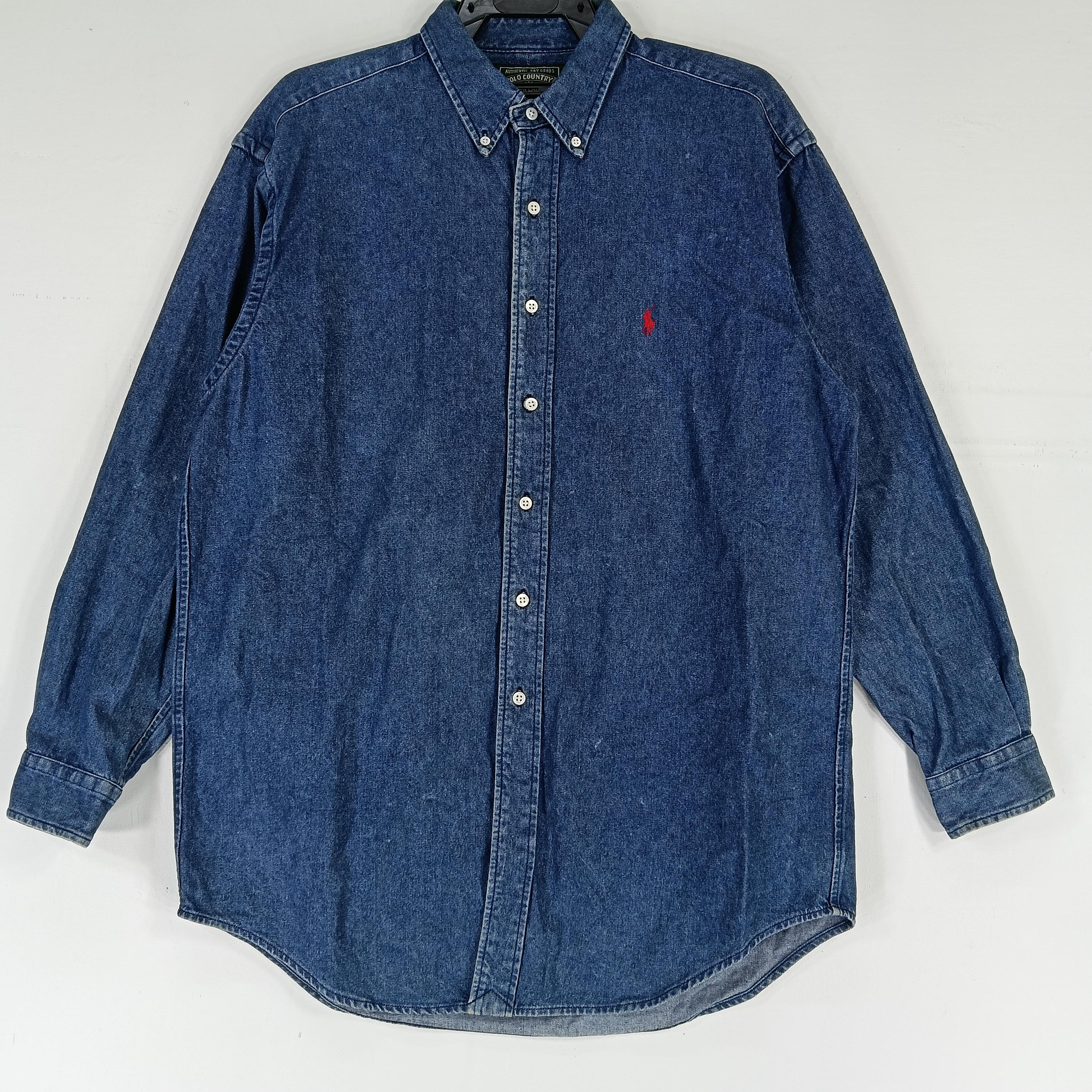 トップス 90S POLO COUNTRY DENIM SHIRTS Vintage Polo Country Ralph Lauren Jeans Shirt Large 90s Polo
