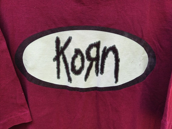 Vintage 90's KORN Band Rock Metal Music Maroon Xlarge T Shirt