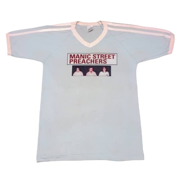 Vintage Manic Street Preachers Welsh Rock Indie Band Azul Camiseta pequeña Tour Camisetas Talla S