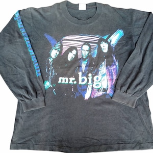 Vintage 90er Mr Big American Rock Band schwarzes großes T-Shirt Get Over It Tour Japan Shirts Genre Glam Metal Hard Rock Soft Rock Heavy Größe L