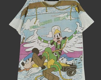 Camiseta vintage de los años 90 con estampado de Goofy de Disneyland, talla mediana, con dibujos de Mickey y Donald Duck, de Disneyland, Walt Disney Tee M