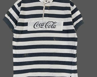 Vintage 80s 90s Pink Coca Cola Polo Shirt - Sz L - Soft Single