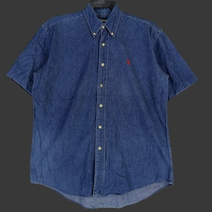 Vintage Polo Ralph Lauren Jeans Shirt Medium 90s Polo Pony Blue Denim Oxfords Polo Ralph Lauren RL 67 Jeans Shirt Buttondown Size M