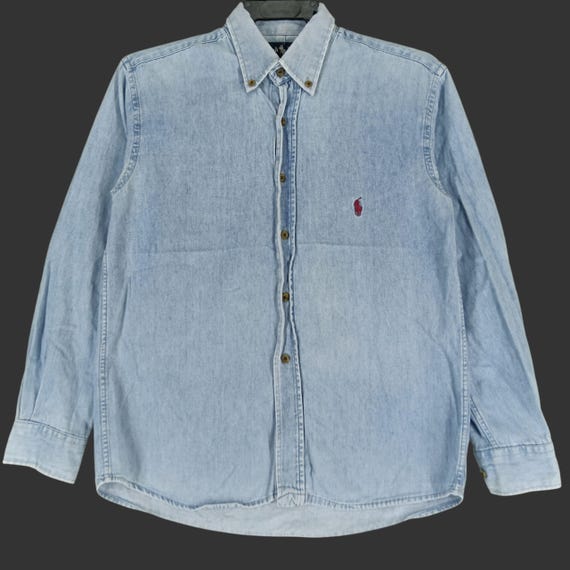 Vintage Polo Ralph Lauren Jeans Shirt Xsmall 90s Polo Pony Blue