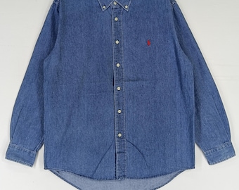 Vintage 90s Polo Country Ralph Lauren Jeans Shirt Small Polo Pony