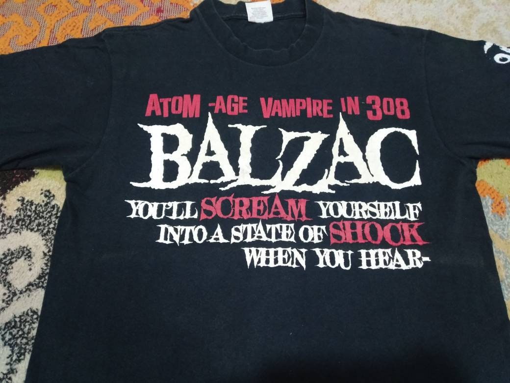 Vintage 90's Balzac Japanese Punk Rock Band Black Large T