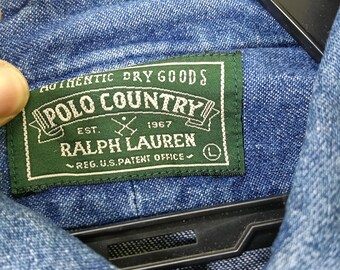 Vintage Polo Country Ralph Lauren Jeans Shirt Large 90s Polo Pony