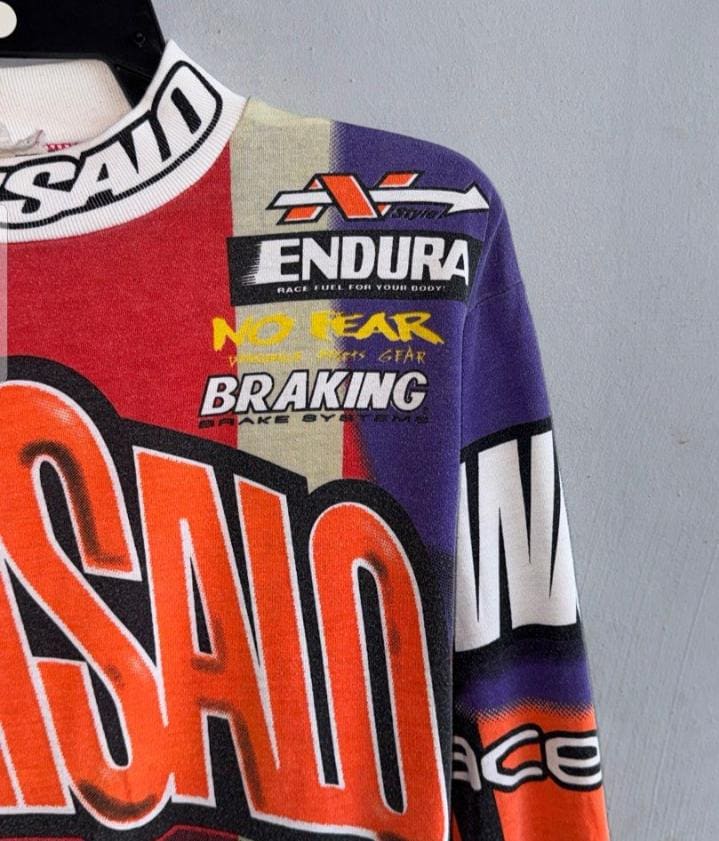 Vintage 90's Sinisalo Motorcross Racing Multicolor Large T Shirt