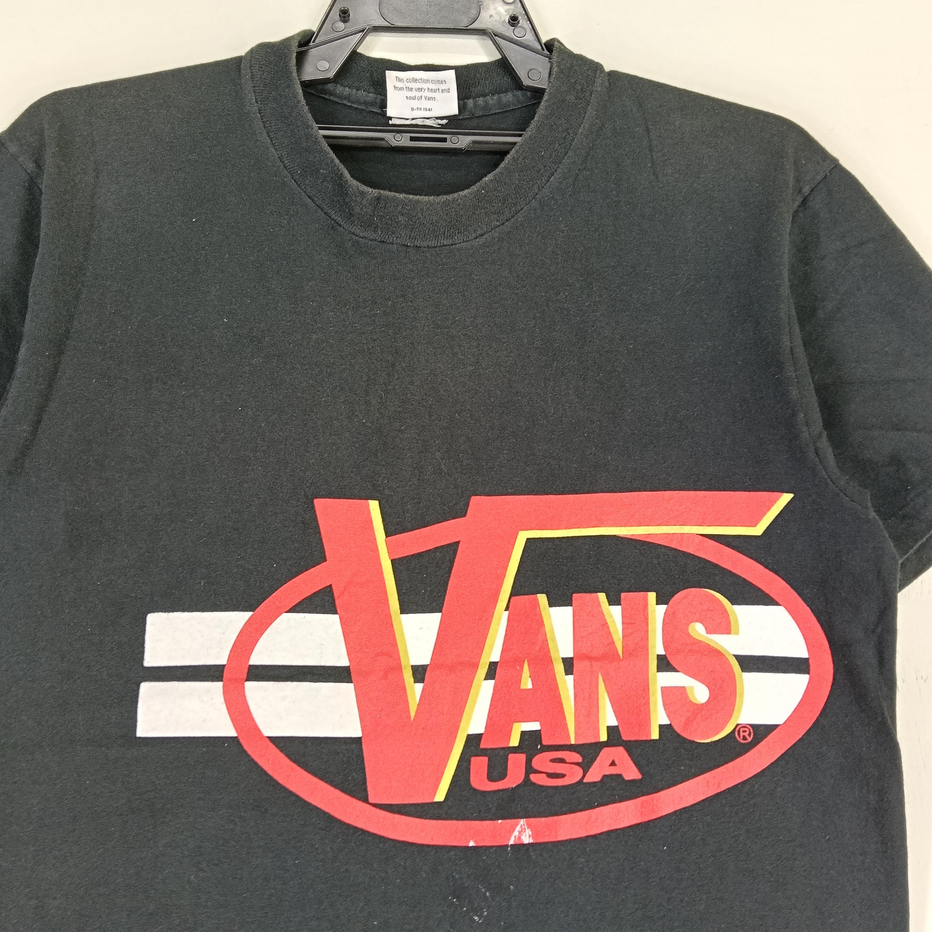 Vintage 90's Vans Black Medium T Shirt Vans Skateboard Streetwear