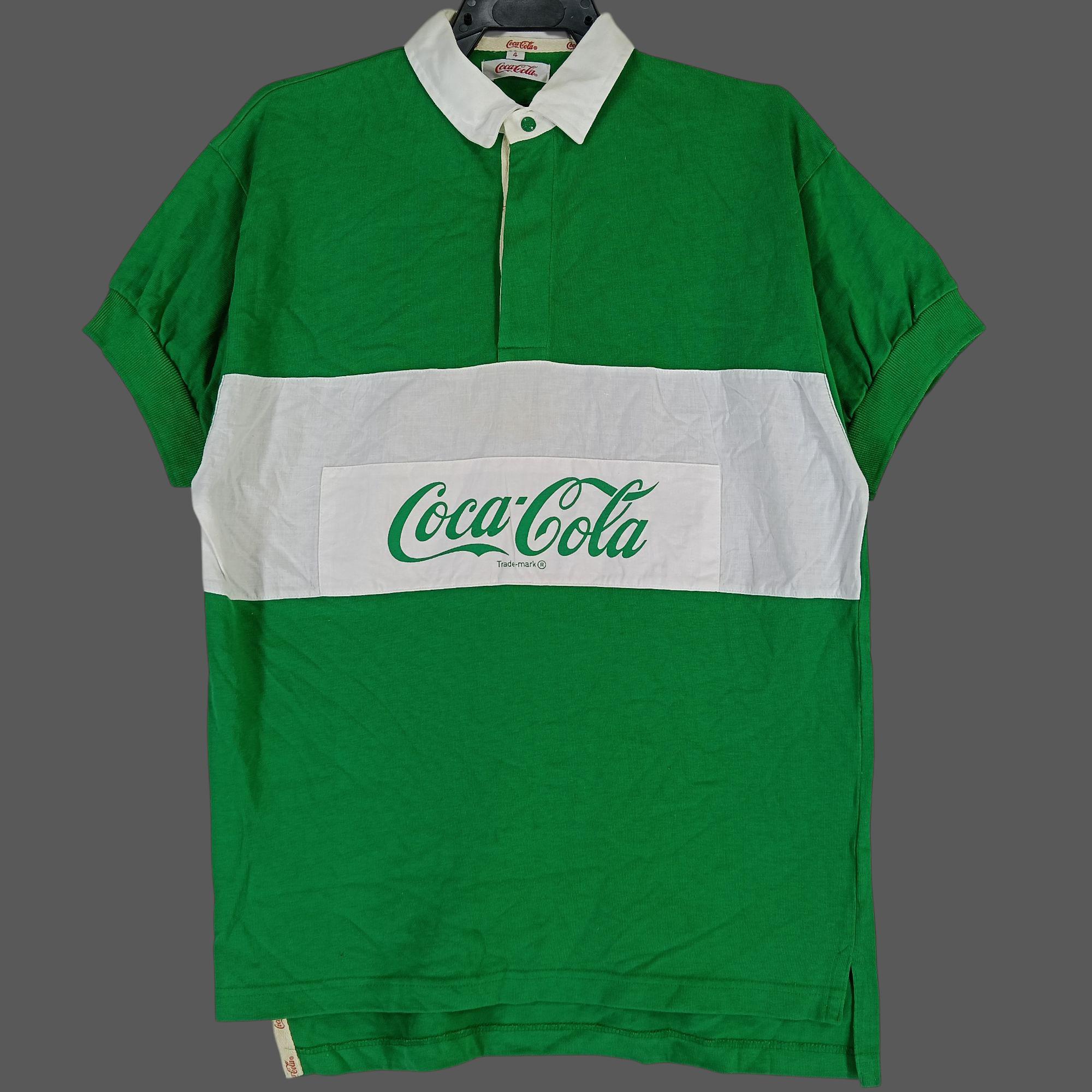 Vintage 1990 Coca Cola Rugby Green White Multicolor Shirt Medium
