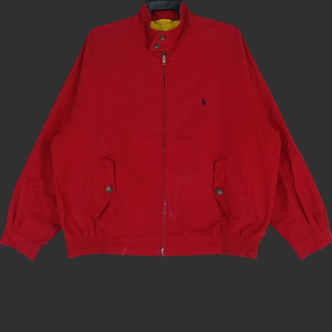 Vintage 90's Ralph Lauren Red Casual Harrington Jacket Large Ralph