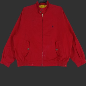 Vintage 90&#39;s Ralph Lauren Red Casual Harrington Jacket Large Ralph Lauren Zipper Jacket Casual Warmer Ralph Lauren Blanket Jacket Size L